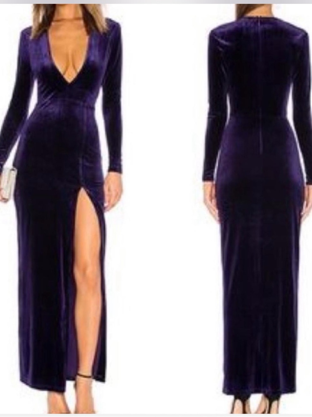 superdown Deep Purple Velvet Long Sleeve Gown